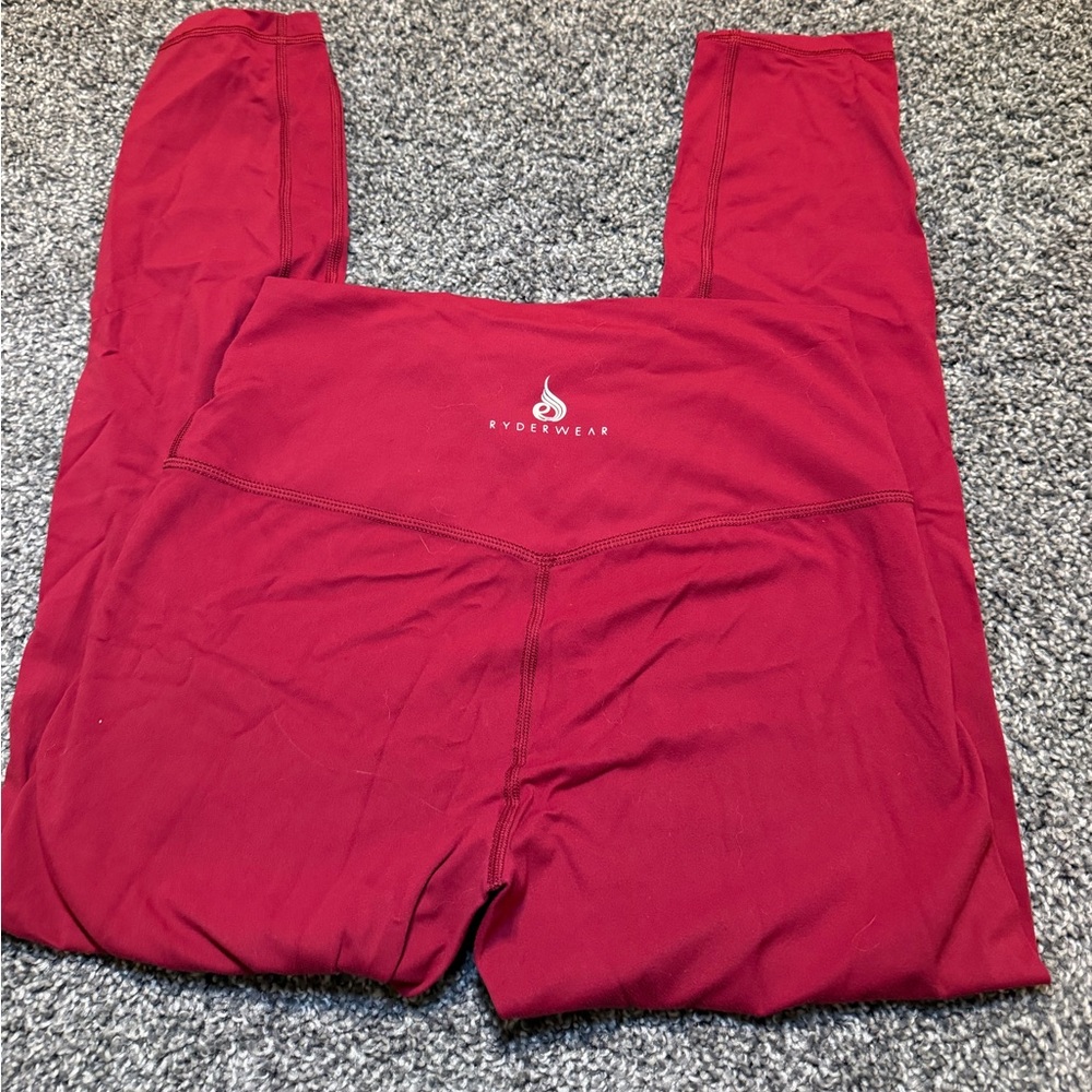 Ryderwear Red High Waist Leggings Size L Athletic Workout